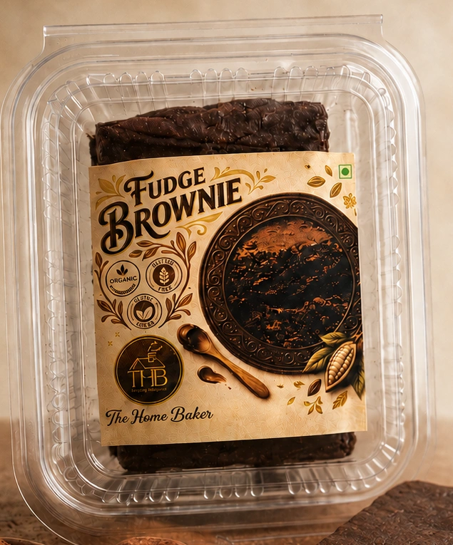 The Home Baker Fudge Brownie in its 90 g pack